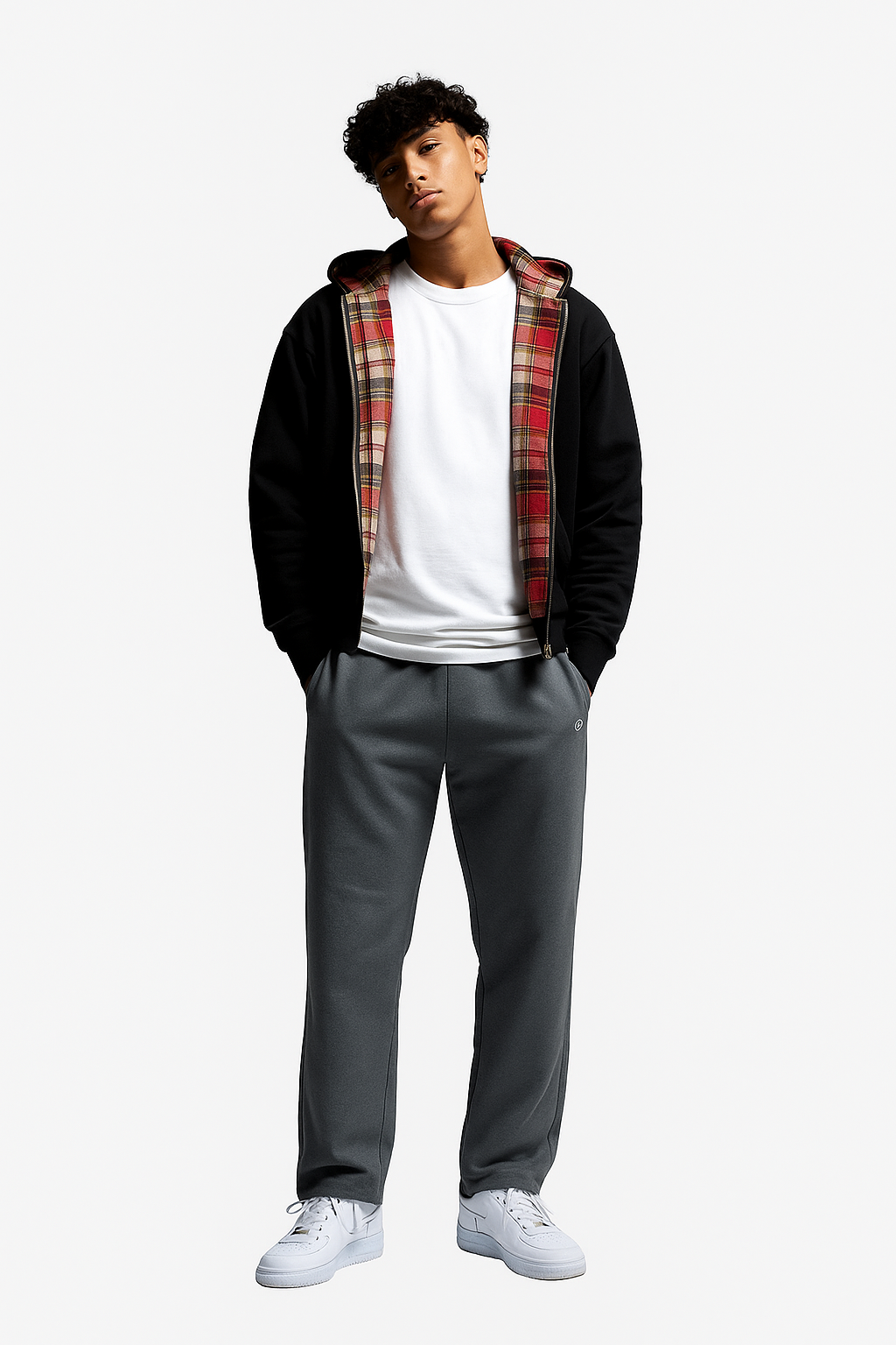 Plaid-Lined Hoodie