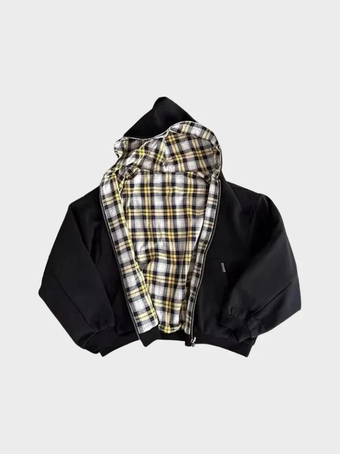 Plaid-Lined Hoodie