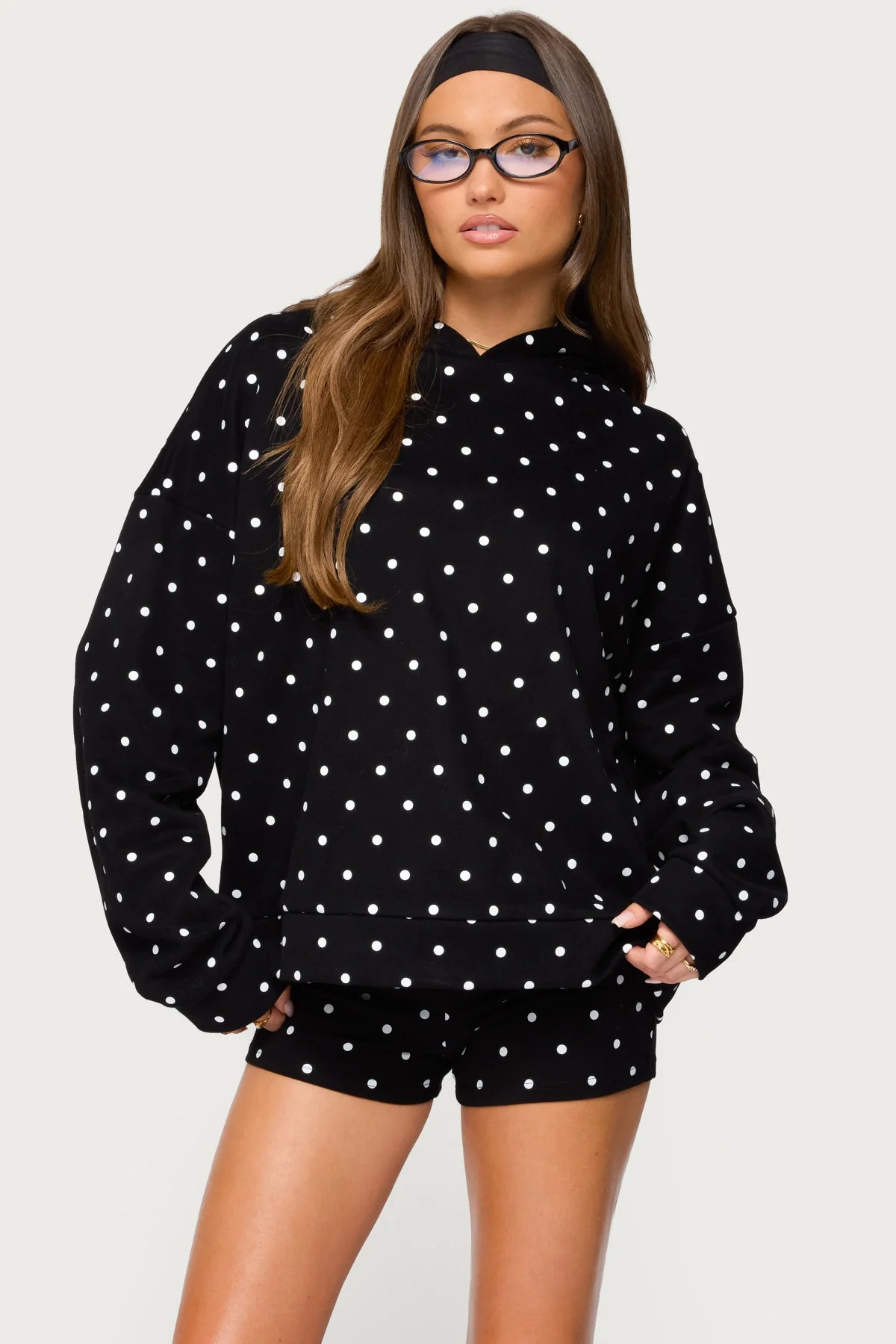 Black/White Polka Dot Hoodie