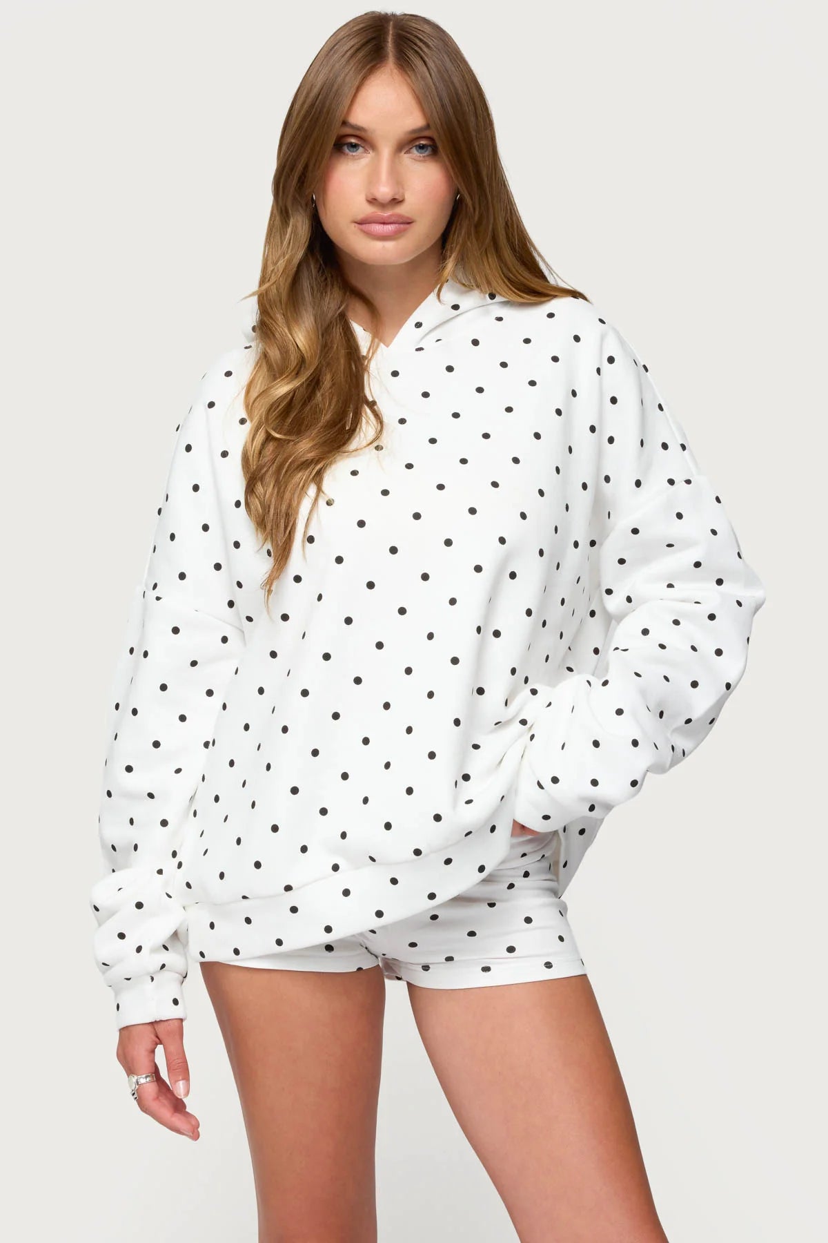 Black/White Polka Dot Hoodie